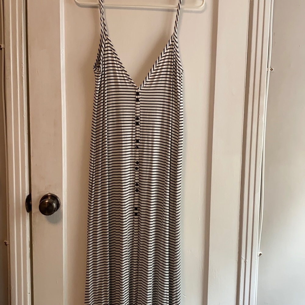 Black and white striped maxi dress